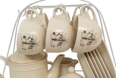 Biscottini Set colazione 15 pz in porcellana decorata LAMPADARIO porcellana, composto pezzi