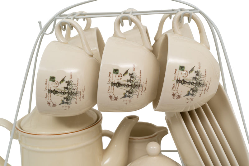 Biscottini Set colazione 15 pz in porcellana decorata LAMPADARIO porcellana, composto pezzi