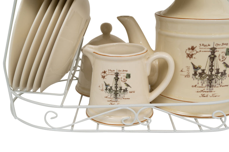 Biscottini Set colazione 15 pz in porcellana decorata LAMPADARIO porcellana, composto pezzi