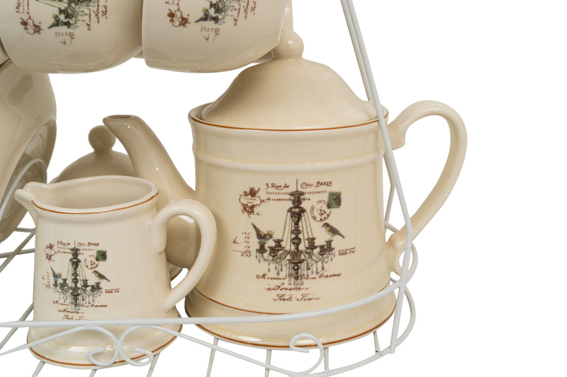 Biscottini Set colazione 15 pz in porcellana decorata LAMPADARIO porcellana, composto pezzi