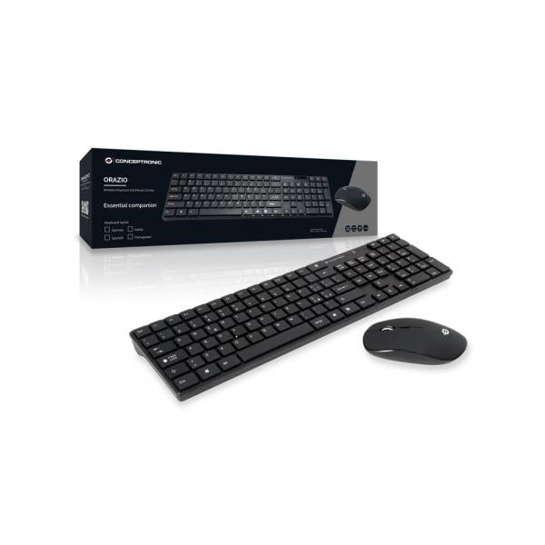 Kit tastiera + mouse Wireless Conceptronic ORAZIO01IT - Tastiera wireless - 2.4 GHz - mouse ricevitore wireless USB - Italiano