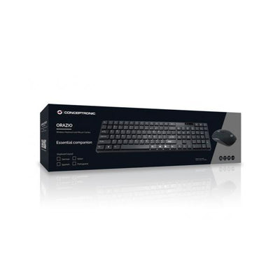 Kit tastiera + mouse Wireless Conceptronic ORAZIO01IT - Tastiera wireless - 2.4 GHz - mouse ricevitore wireless USB - Italiano