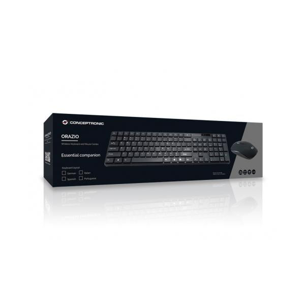 Kit tastiera + mouse Wireless Conceptronic ORAZIO01IT - Tastiera wireless - 2.4 GHz - mouse ricevitore wireless USB - Italiano