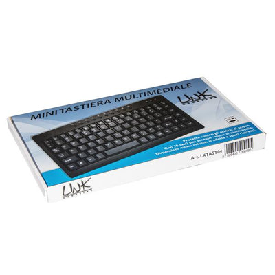 Tastiera Mini Link - Multimediale - Waterproof, protetta contro gli schizzi di acqua - Usb - Colore Nero