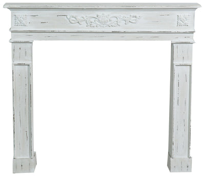 Biscottini Cornice camino in legno finitura bianca anticata 115x17x102 cm