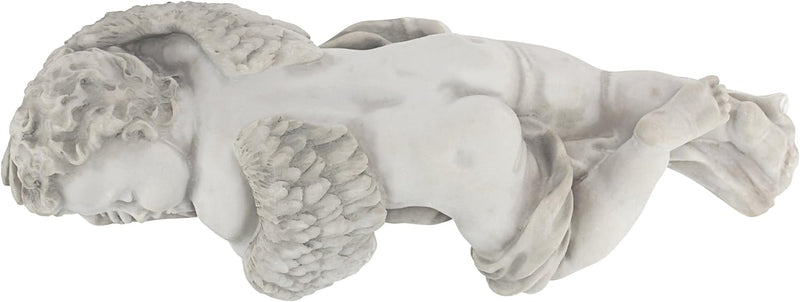 Design Toscano Tempo di fare la nanna, Piccolo angelo dormiente Statua mensola, poliresina, pietra antica, 30 cm