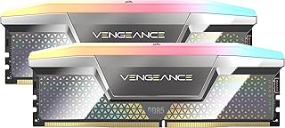 Corsair Vengeance RGB DDR5 CUDIMM 48GB (2x24GB) 8000MHz CL38-50-50-128 1.4V Intel XMP 3.0 Desktop Memory - Silver (CMHC48GX5M2X8000C38)
