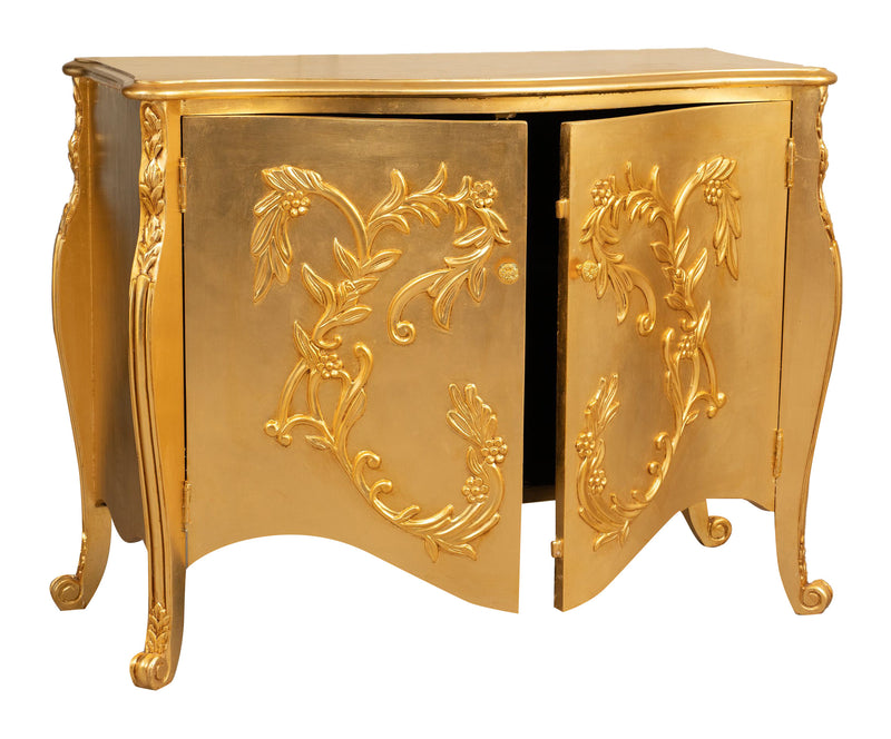 Biscottini Comò due Ante, finitura dorata, L123XPR50xH91 cm Elegante raffinato realizzato