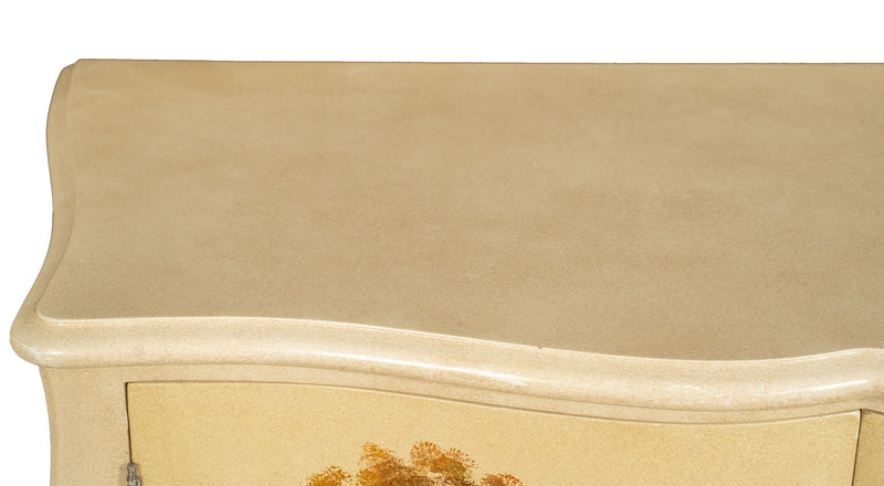 Biscottini Comò due Ante e tre Cassetti, Decorazione campestre, L155XPR54xH91 cm.