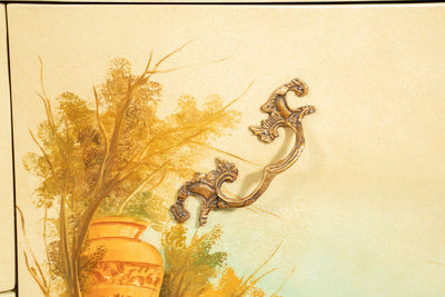 Biscottini Comò due Ante e tre Cassetti, Decorazione campestre, L155XPR54xH91 cm.