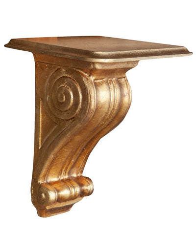 Biscottini Mensola muro in legno finitura foglia oro anticato Made in Italy