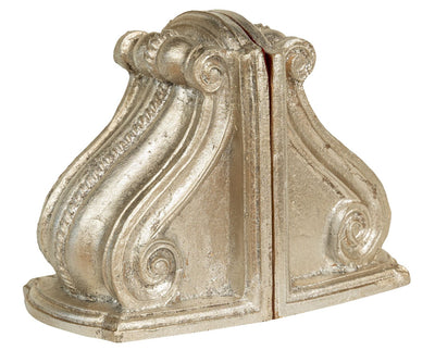 Biscottini Coppia fermalibri in legno finitura argento anticato Made in Italy dimensioni