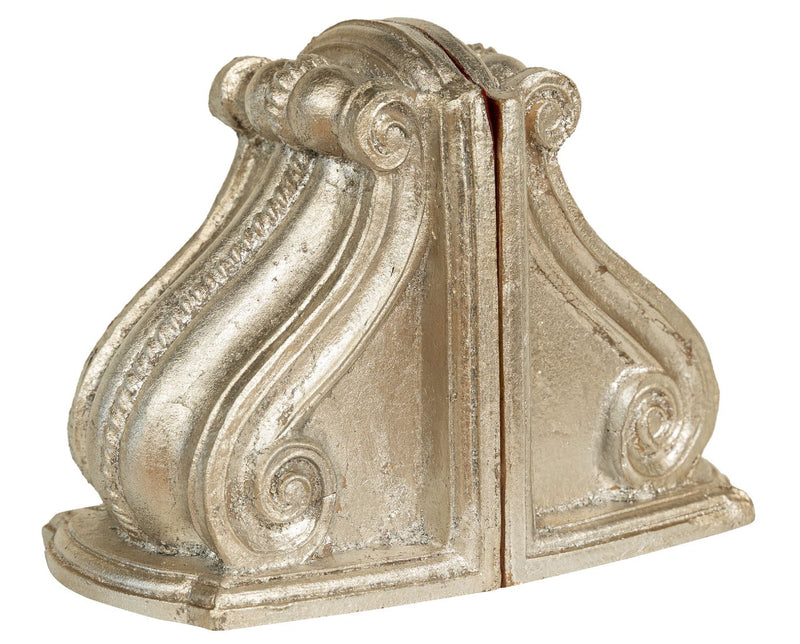 Biscottini Coppia fermalibri in legno finitura argento anticato Made in Italy dimensioni