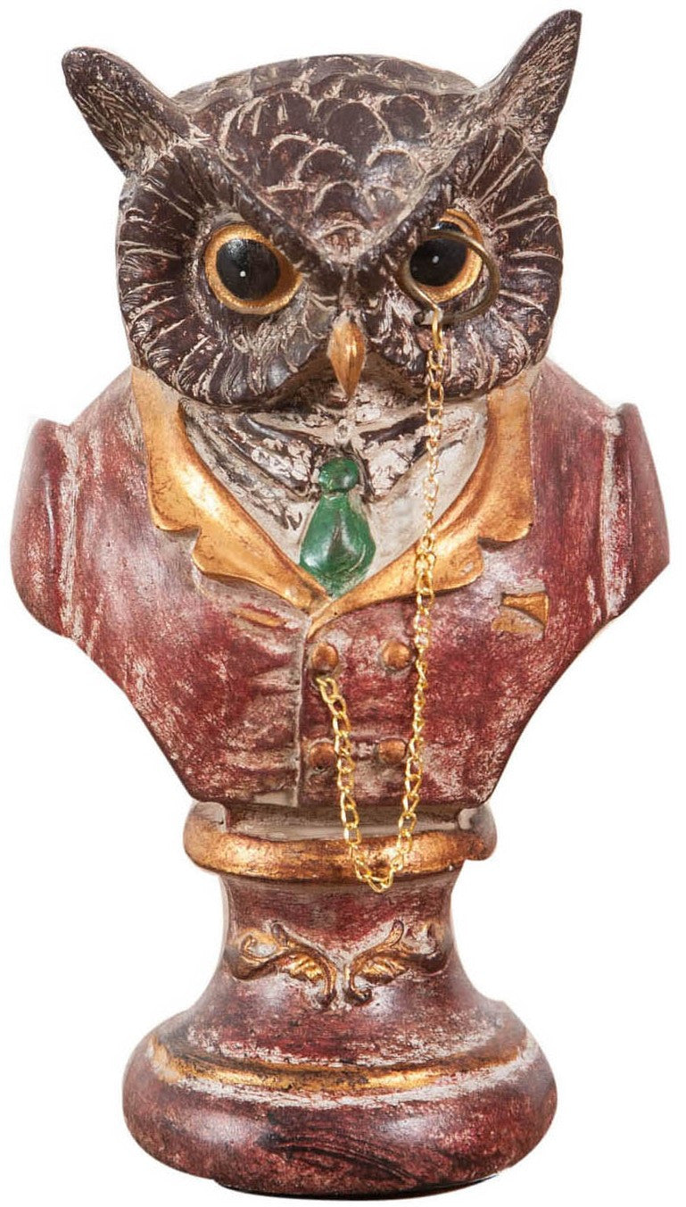 Biscottini Busto di gufo in resina dipinto L8xPR6,5xH13,5 cm Statuetta raffigurante