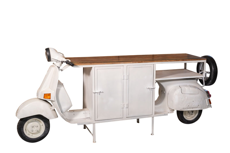 Biscottini Consolle Ferro e Legno, Vespa Ristrutturata come Consolle per Arredo per la Casa