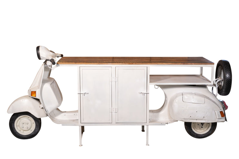 Biscottini Consolle Ferro e Legno, Vespa Ristrutturata come Consolle per Arredo per la Casa