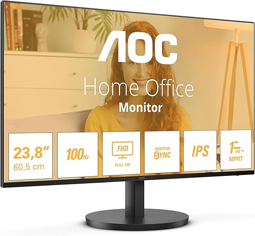 AOC 24B3HA2 - Monitor Full HD, 24 pollici, altoparlante integrato (1920x1080, 100 Hz, VGA, HDMI 1.4) nero