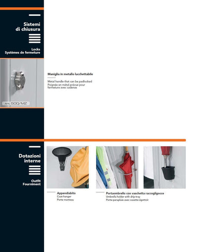 Armadio spogliatoio per raccolta biancheria in metallo cm. 40x50x180h