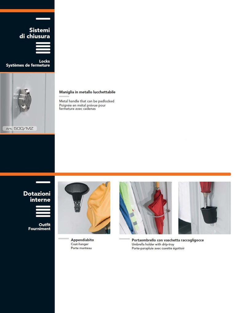 Armadio spogliatoio per raccolta biancheria in metallo cm. 40x50x180h