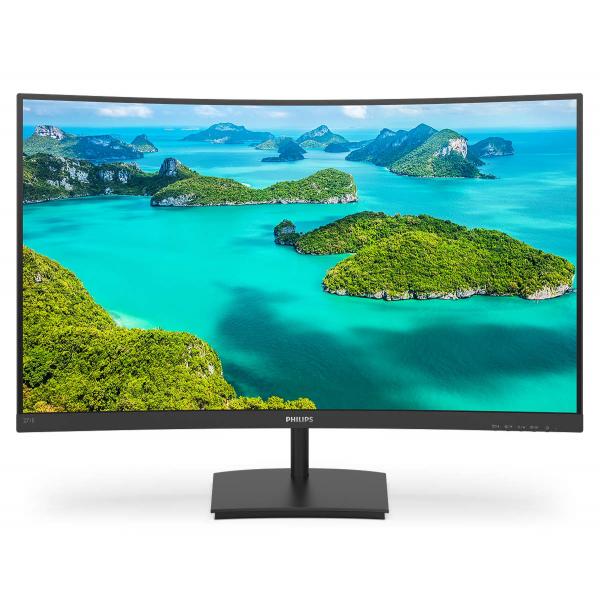 Monitor Philips E Line 271E1SCA Curvo - Display 27 pollici LED - Contrasto 3000:1 - 4ms - 1920x1080 Full-HD - VGA (D-Sub), Hdmi - Vesa - Altoparlanti incorporati - Nero