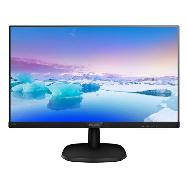 Monitor Philips 243V7QDSB - Display 24 pollici (23.8") W-LED - 16:9 - 1920x1080 Full-HD - 250 cd/m2 - 4 ms - Contrasto 1000:1, Din. 10.000.000:1 - VGA, HDMI DVI - Vesa - Nero