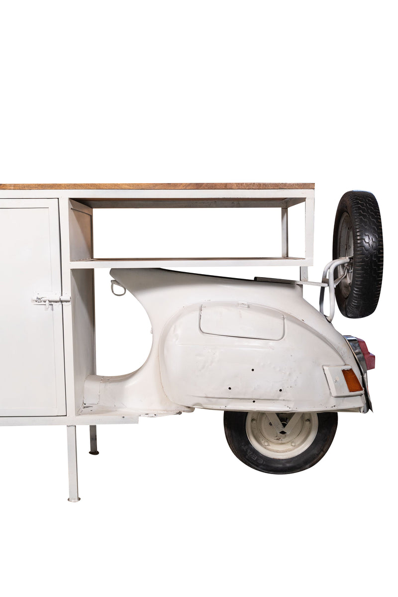 Biscottini Consolle Ferro e Legno, Vespa Ristrutturata come Consolle per Arredo per la Casa