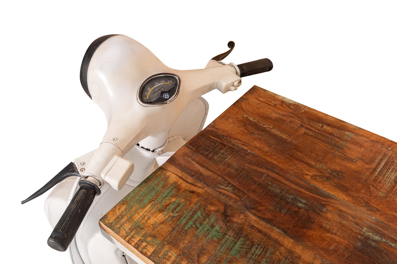 Biscottini Consolle Ferro e Legno, Vespa Ristrutturata come Consolle per Arredo per la Casa