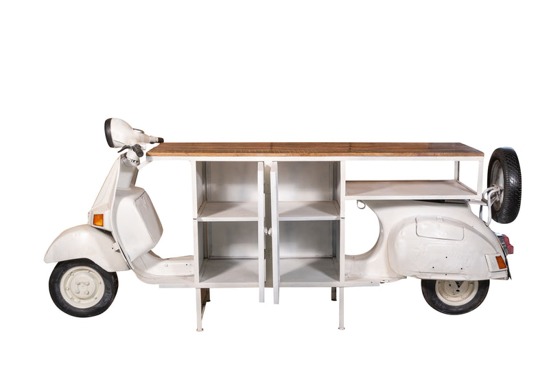 Biscottini Consolle Ferro e Legno, Vespa Ristrutturata come Consolle per Arredo per la Casa