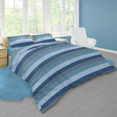 Dorian Home, Completo Letto 1 Piazza e Mezza 100% Cotone, Completo Lenzuola 130 x 200, Formato da Lenzuolo Sotto, Lenzuolo Sopra e una Federa, Made in Italy, Garda Blu