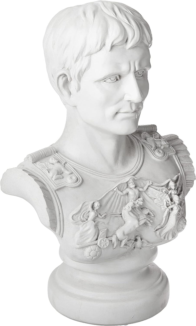 Design Toscano Augusto Cesare Primaporta Statua Busto, poliresina, pietra antica, 46 cm