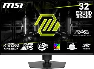 MSI, MAG 322URDF E16, 32 Inches, 4K UHD, 3840 x 2160, Gaming Monitor, Rapid IPS, 0.5ms, DisplayHDR 400, Eye Care, AI Vision, Dual Mode, HDMI 2.1, DP 1.4a, Tilt / Height Adjustable, Black