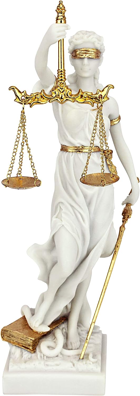 Design Toscano Themis La dea bendata della giustizia Statua regalo per avvocati, marmo-resina, bianco, 33 cm