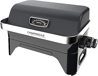 CAMPINGAZ Attitude2go R Gas Grill, Table Top Grill with Low Smoke, Portable Balcony Grill, Camping Grill, with Lid, Thermometer and Cast Iron Grill
