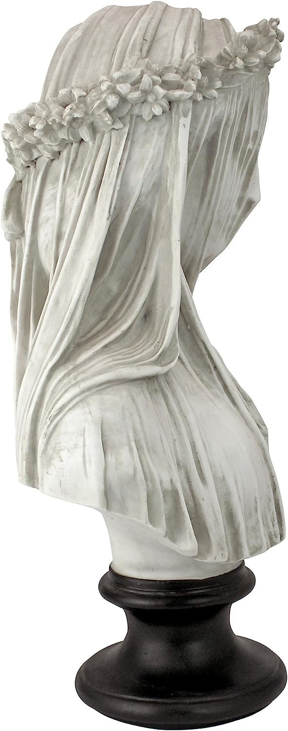 Design Toscano NG31524 Busto Scultoreo Fanciulla Velato, Bianco, 15x23x35.5 cm