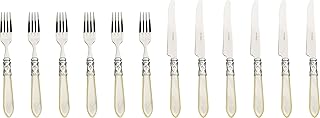 BUGATTI, ALCAM-S4280, Set di Posate da Dolce Aladdin, 12 pz, in Acciaio Inox e ABS, 36 x 26 x 4 cm, Avorio (Elfenbein)