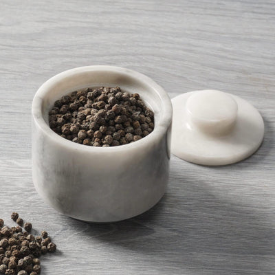 Set di saliere grandi in marmo bianco e nero da 99,22 g, 7,6 x 7,6 cm, elegante e decorativa, per il piano di lavoro, per sale, pepe, insalata, burro, condimenti, tè