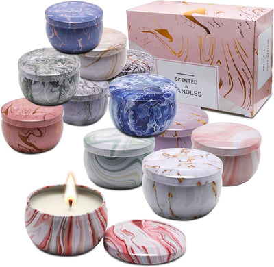 Meili-Candele Profumate Set Regalo Cera di Soia Naturale Set,Candele Profumate Set Regalo per Donna Alleviare Lo Stress e Aromaterapia Regalo Adatto per Matrimonio, Bagno, Ufficio, Matrimoni