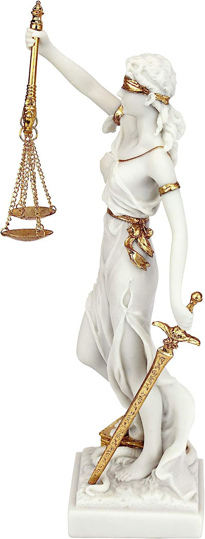 Design Toscano Themis La dea bendata della giustizia Statua regalo per avvocati, marmo-resina, bianco, 33 cm