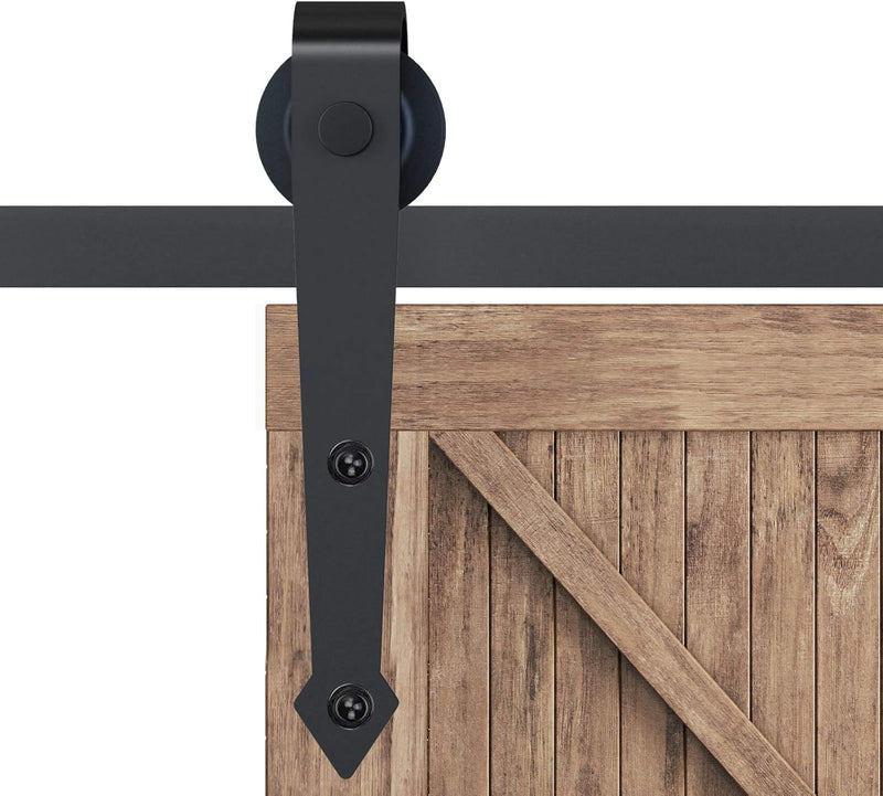 200CM/6.6FT Kit per Porta Scorrevole da 2 m in Acciaio al Carbonio, Binario per Porta Scorrevole Singola con Rotelle Stile Rustico, Marrone