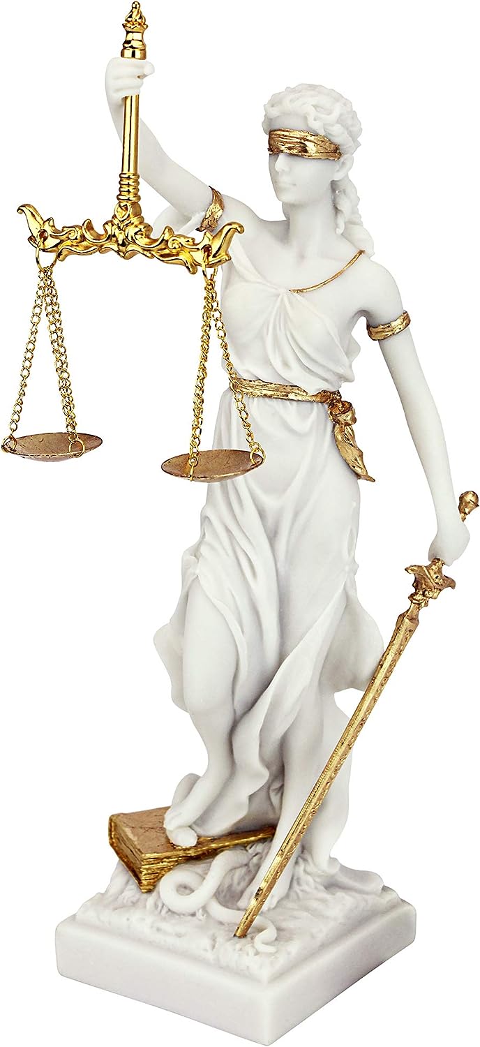 Design Toscano Themis La dea bendata della giustizia Statua regalo per avvocati, marmo-resina, bianco, 33 cm