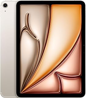 Apple 11" iPad Air (M2): Liquid Retina Display, 512GB, 12MP Landscape Front Camera/12MP Rear Camera, WiFi 6E and 5G Cellular with eSIM, Touch ID, Battery for All Day - Polar Star
