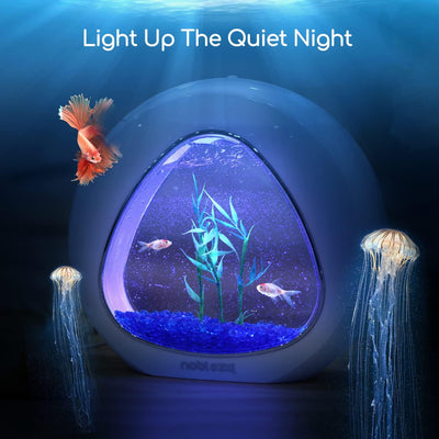 Acquario Nano Fish Tank con luci LED incorporate e Pompa dell'Acqua, acquari Tropicali, 4 Litri, Bianco