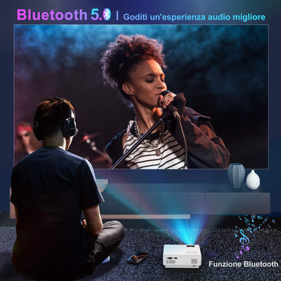 Mini Proiettore Portatile WiFi Bluetooth, TOPTRO Videoproiettore 8500 Lumens 1080P Full HD, Funzione di Zoom, ±15° Correzione Trapezoidale, Compatibile con iOS/Android/TV Stick/ TVbox/PS5