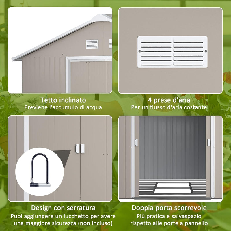 Casetta da Giardino 12.4m² con Fondazione, 4 Prese d&