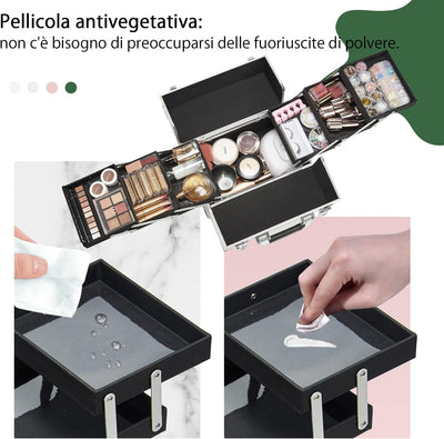 Valigetta Trucchi Professionale Beauty case da viaggio Porta Trucchi Grande Valigetta Per Cosmetici Vanity Case Valigetta Unghie Valigetta Manicure Valigetta Estetista con serratura, Marmo