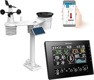 Bresser 11-Day 4Cast CV WiFi Weather Station 7-in-1 Solar, Detailed Weather Forecast, ProWeatherLive App, Indoor and Outdoor Temperature, Black