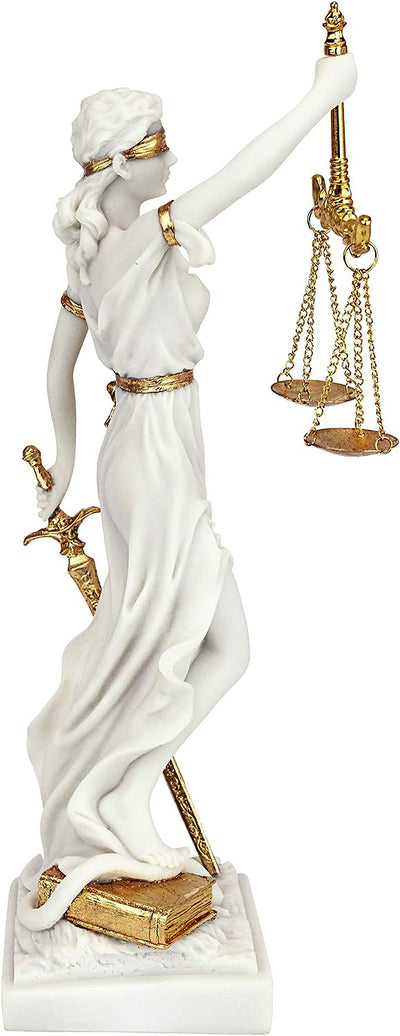 Design Toscano Themis La dea bendata della giustizia Statua regalo per avvocati, marmo-resina, bianco, 33 cm