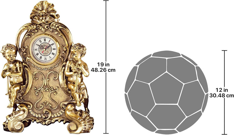 Design Toscano KY5025 Orologio con Cherubini Saint Remy, Oro, 18x33x48.5 cm