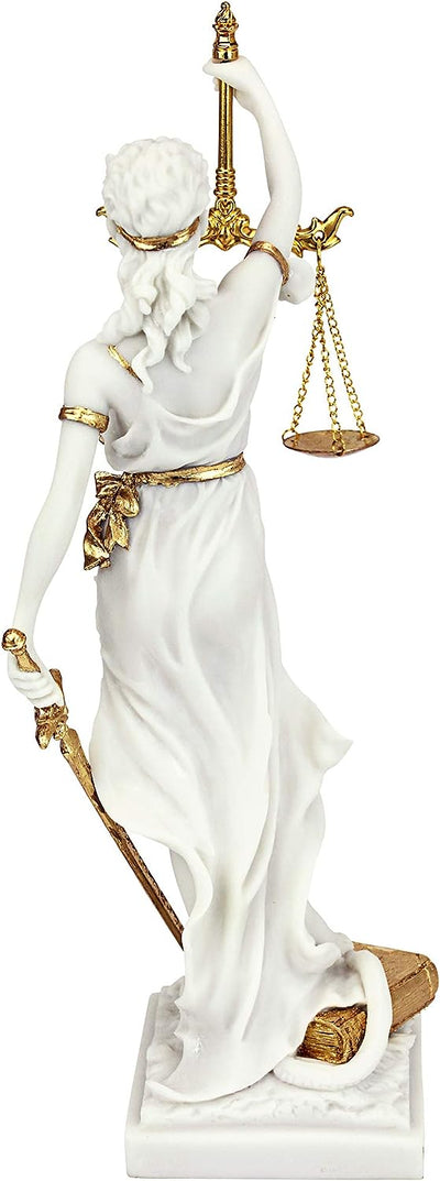 Design Toscano Themis La dea bendata della giustizia Statua regalo per avvocati, marmo-resina, bianco, 33 cm