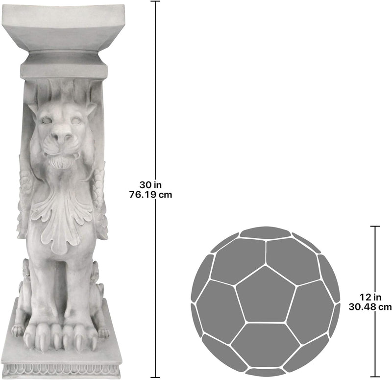 Design Toscano JE122391 Scultura di Leone Alato Trapezoforo Piedistallo, Avorio